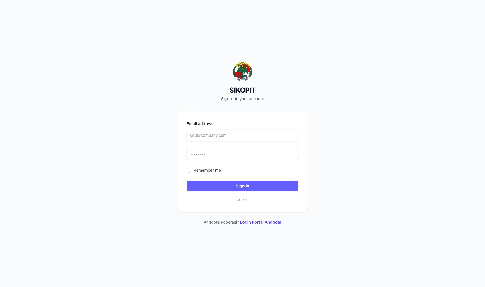 Halaman masuk (login) SIKOPIT